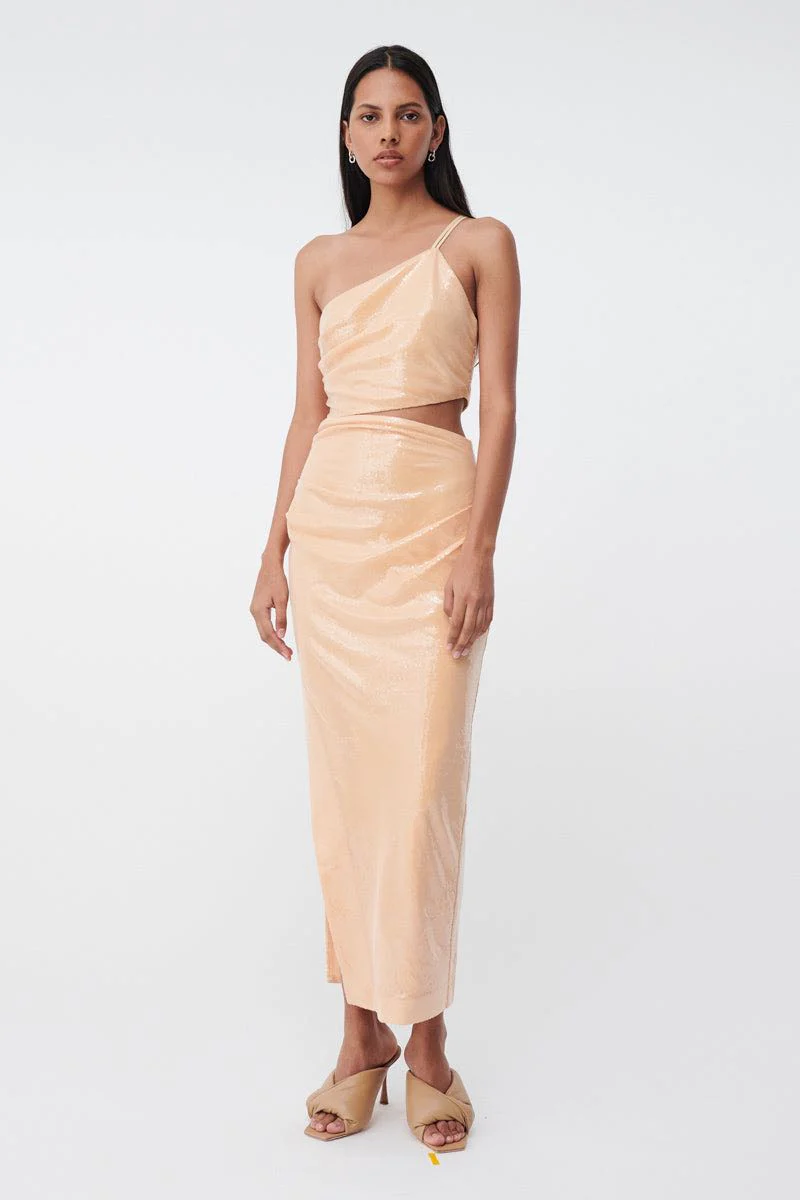 Suboo Marcel Draped Sequin Cutout Maxi Dress - Nude - Image 3