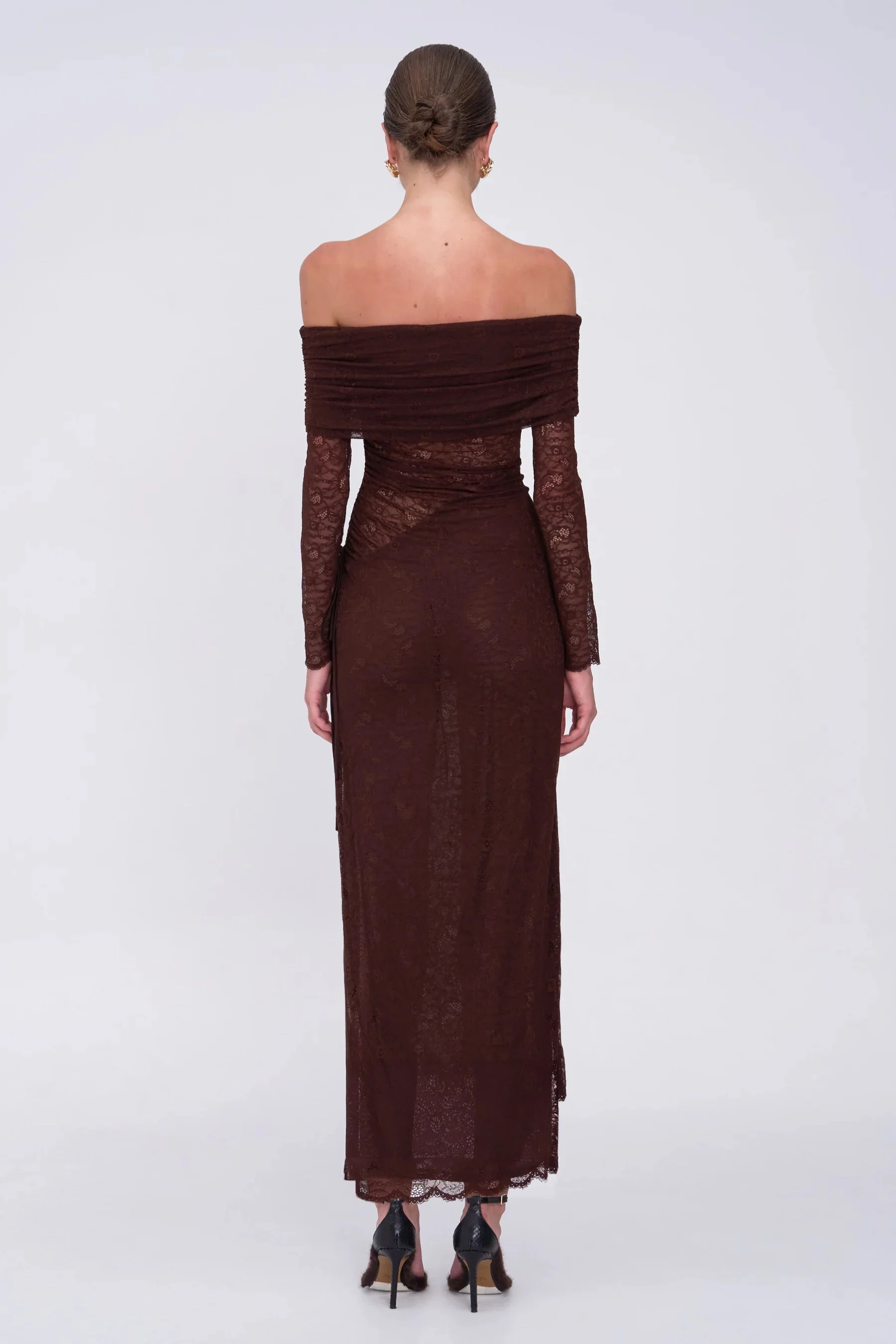 Suboo Paris Off Shoulder Ruched Side Maxi - Espresso - Image 5