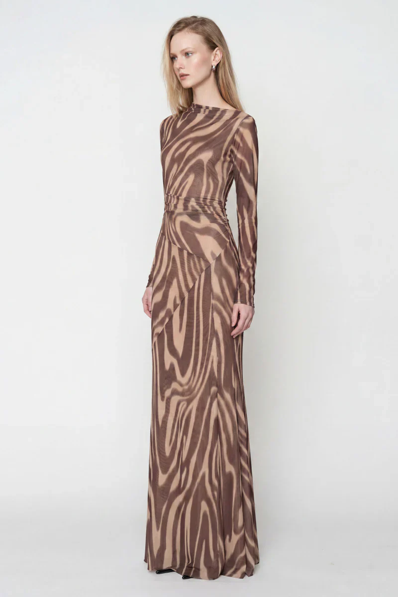 Suboo Sable Long Sleeve Flared Maxi Dress - Sable - Image 2