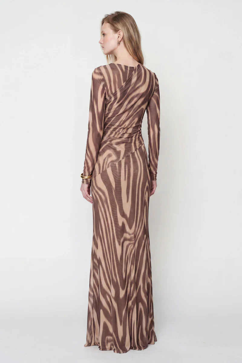 Suboo Sable Long Sleeve Flared Maxi Dress - Sable - Image 3