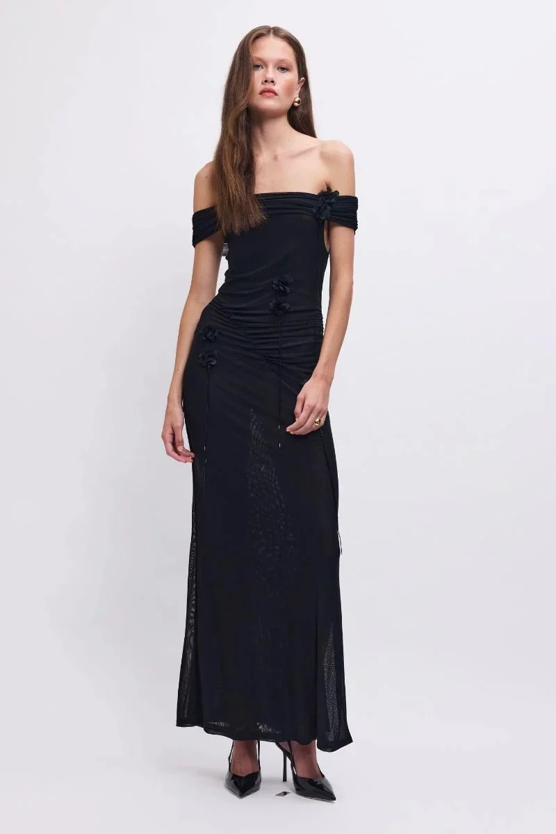 Suboo Sal Mesh Embellished Midi Dress - Black