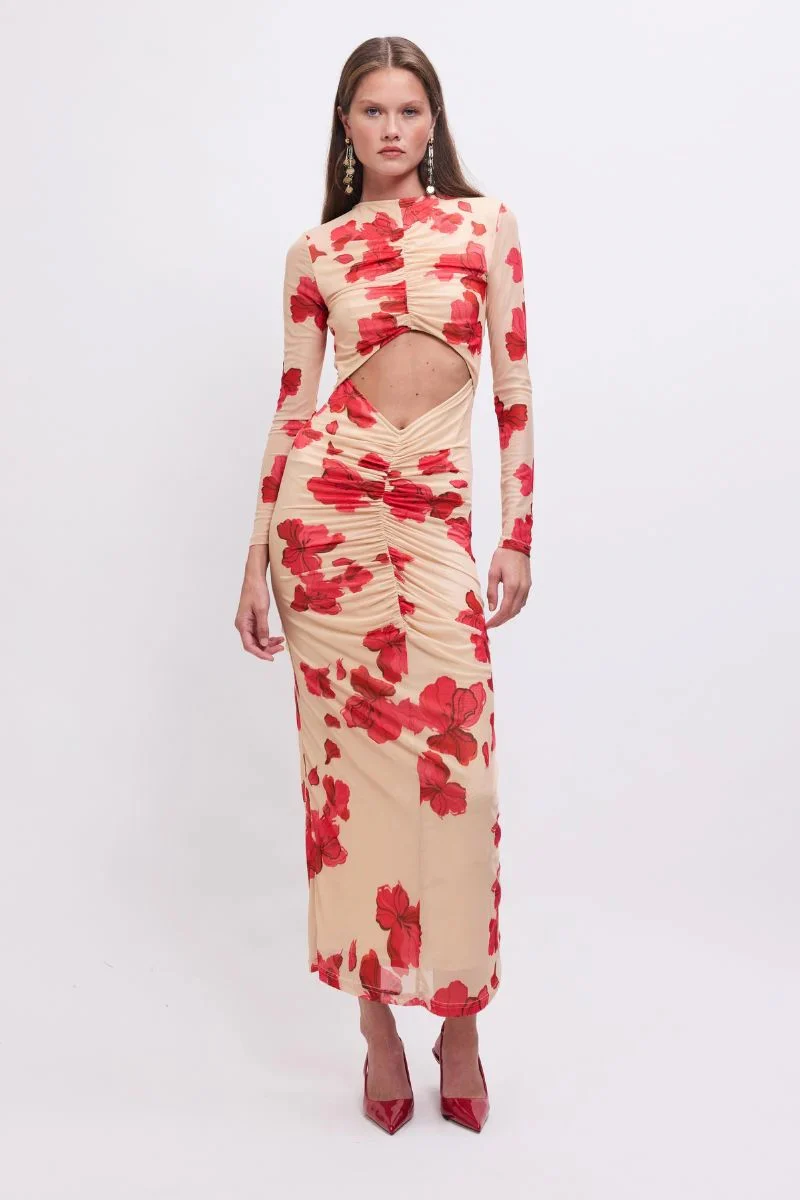 Suboo Suzie Long Sleeve Reversible Midi Dress - Floral