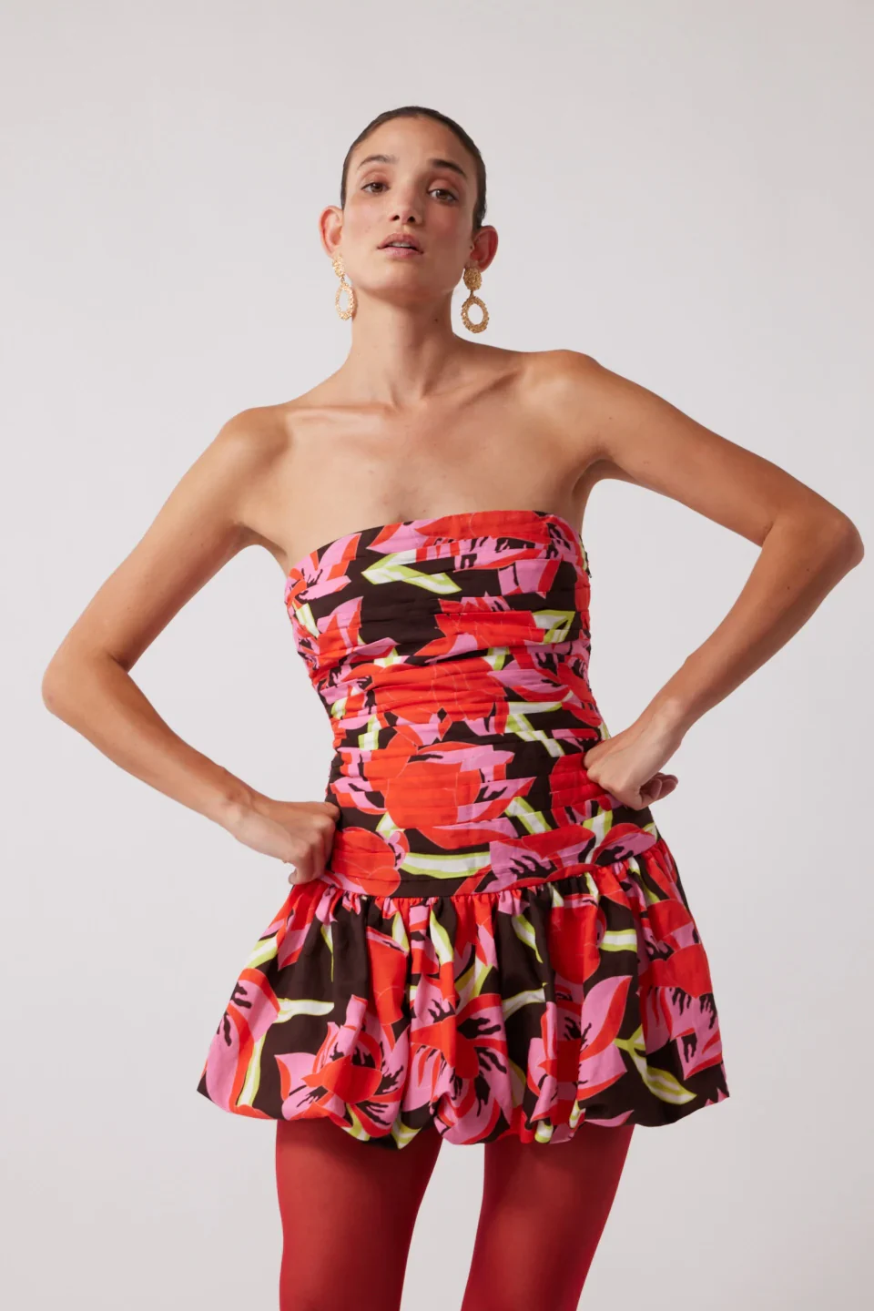 The Wolf Gang Dolcie Strapless Mini Dress - Rojo Print - Image 2