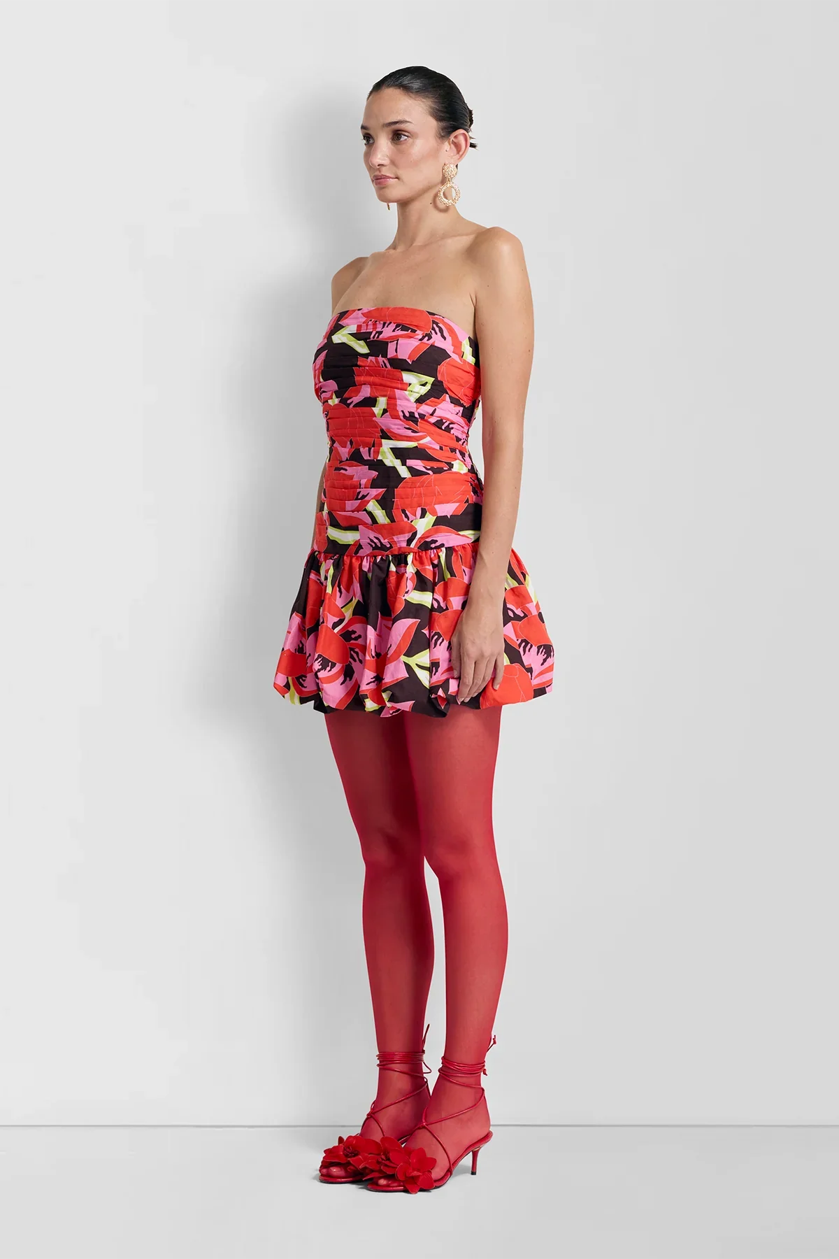 The Wolf Gang Dolcie Strapless Mini Dress - Rojo Print - Image 3