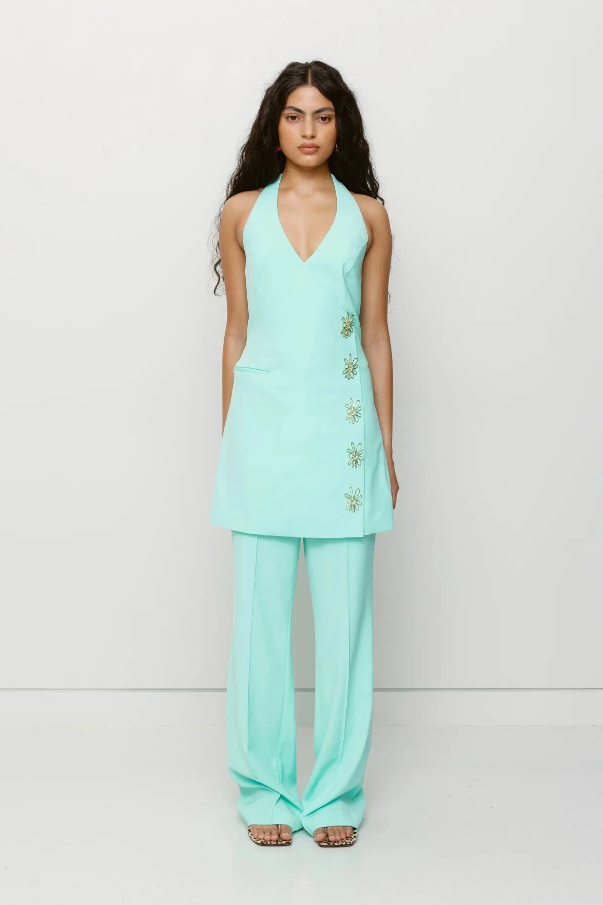 The Wolf Gang Inka Mini Vest Dress - Aqua - Image 2