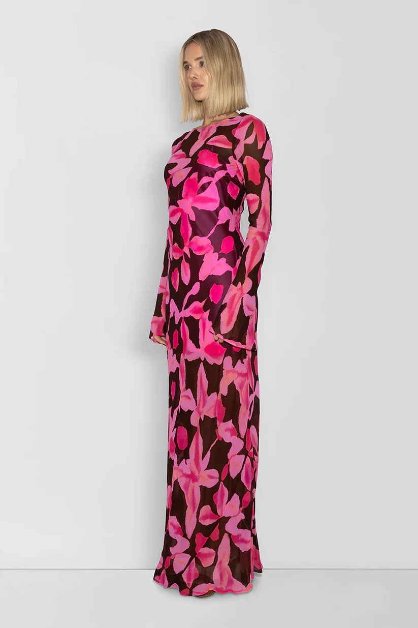 The Wolf Gang Lottie Maxi Dress - Pink Chocolate Floral - Image 7