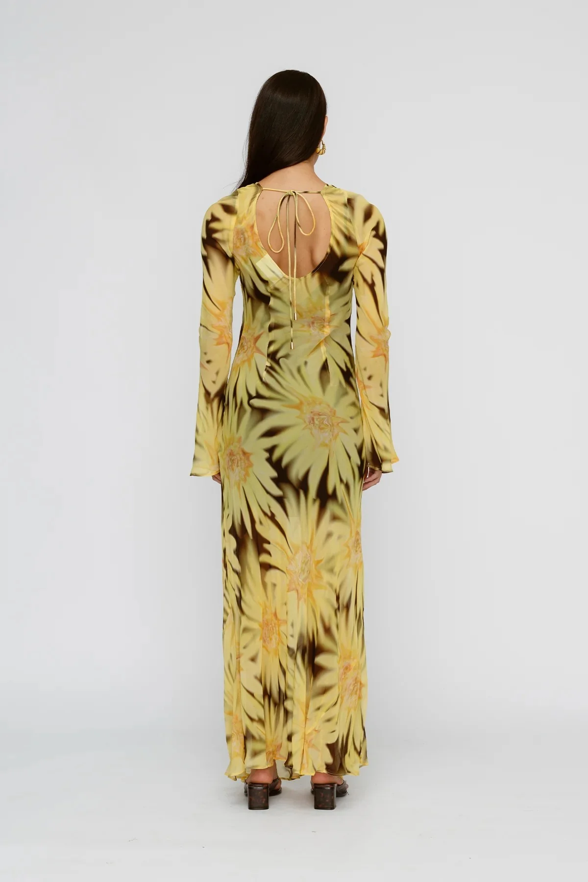 The Wolf Gang Lottie Maxi Dress - Chocolate Sunflower - Image 4