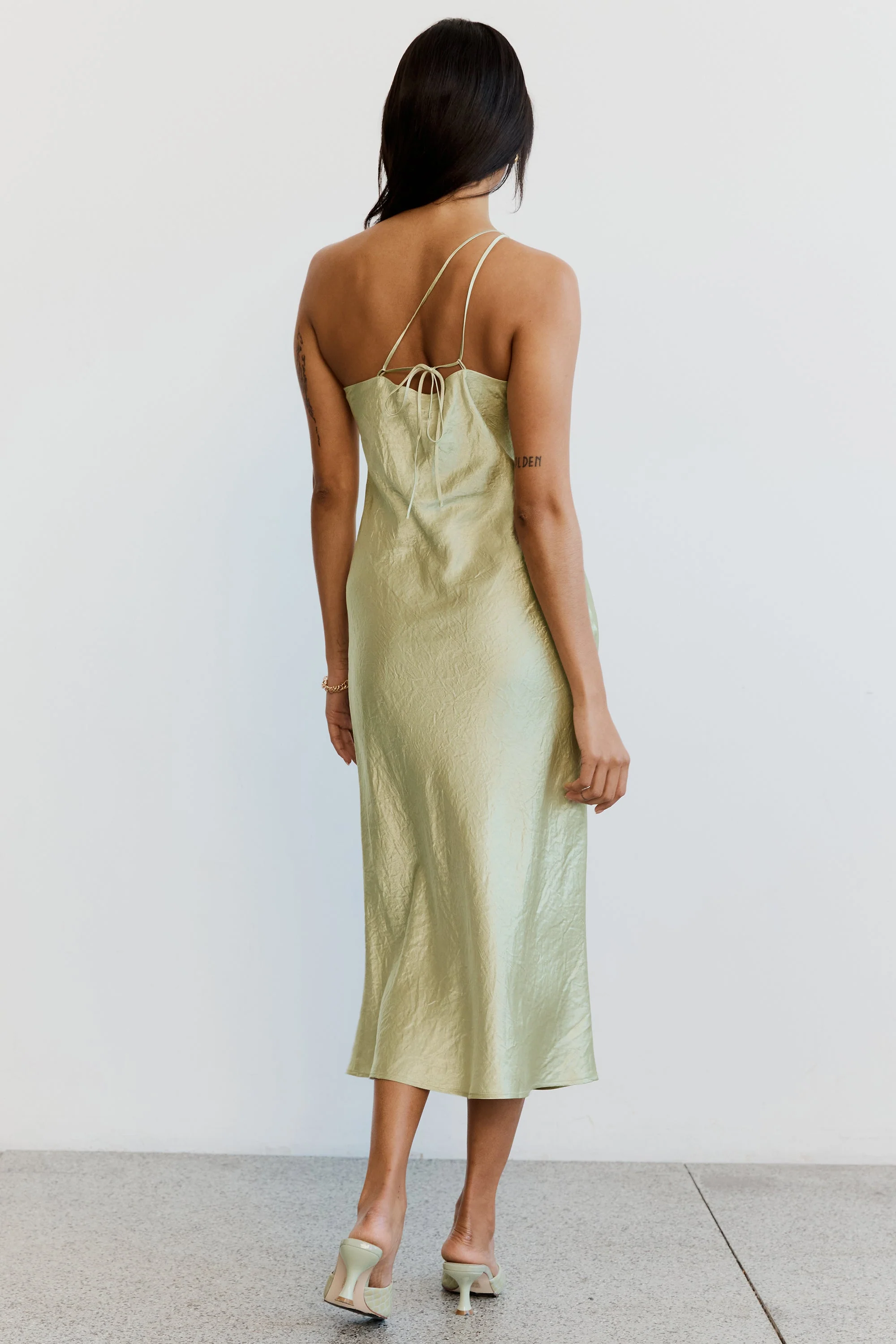 Third Form Crush Bias One Shoulder Midi Dress - Apple - Image 5