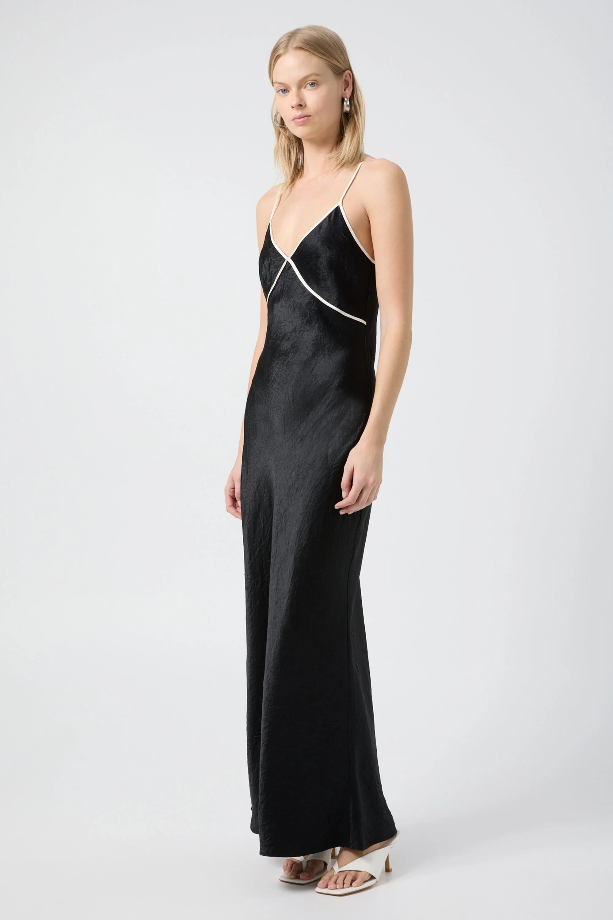 Third Form Crush Contrast Bind Cami Dress - Black & Cream - Image 3