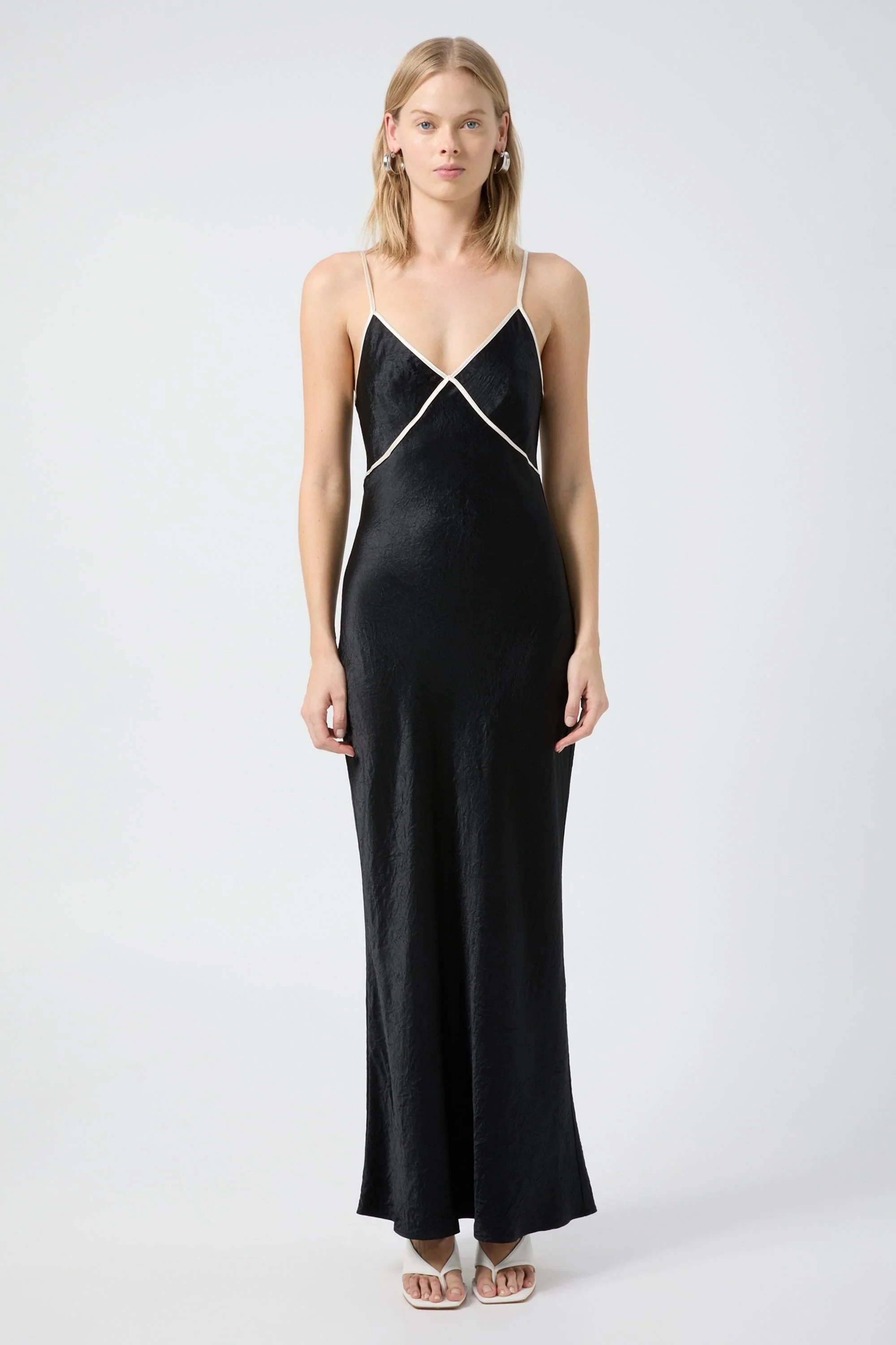 Third Form Crush Contrast Bind Cami Dress - Black & Cream - Image 6