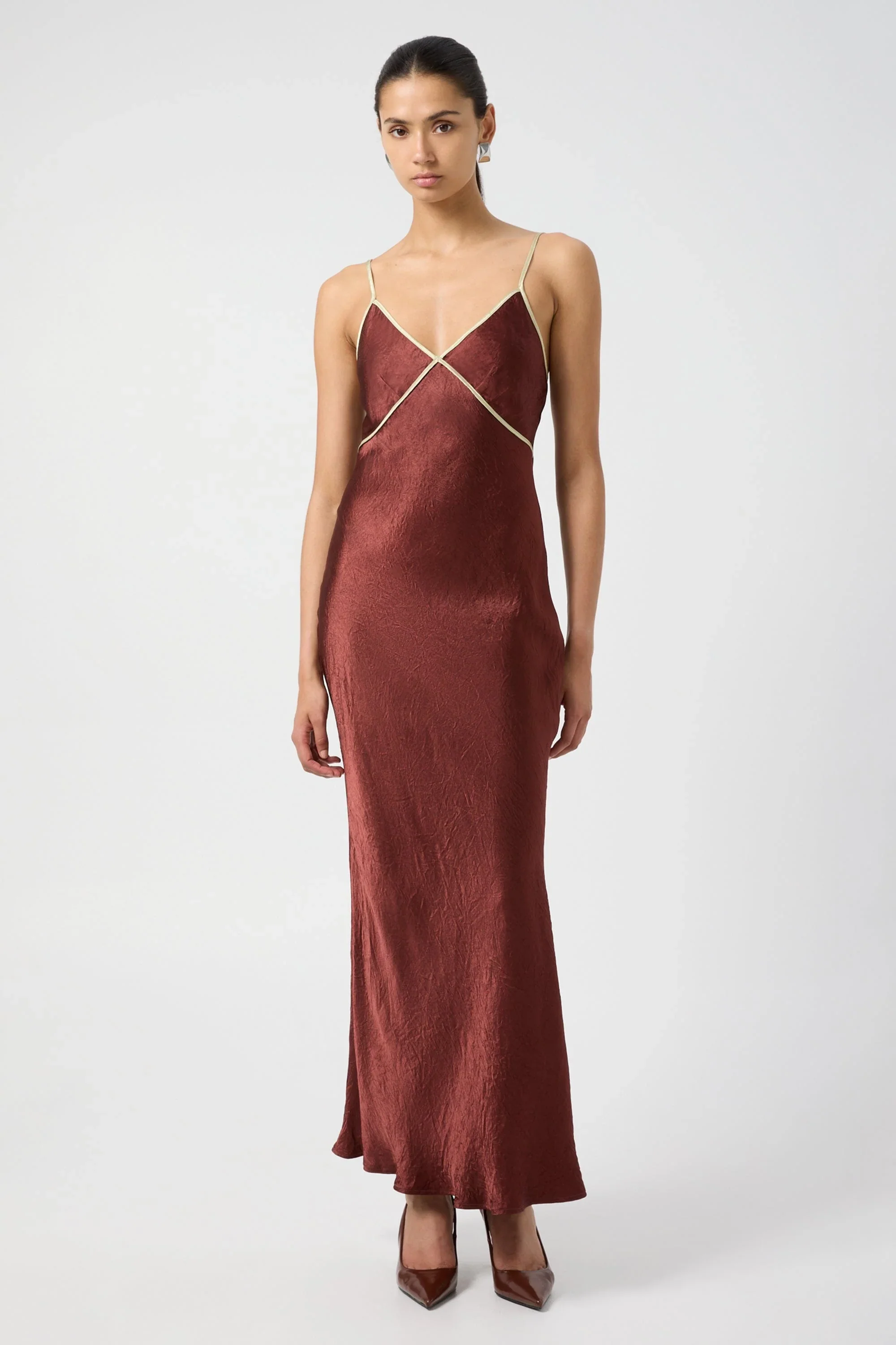 Third Form Crush Contrast Bind Cami Dress - Shiraz & Apple - Image 4