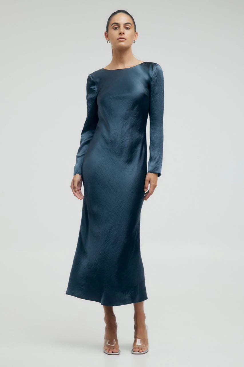 Third Form Crush Tie Back Maxi Dress - Gun Metal