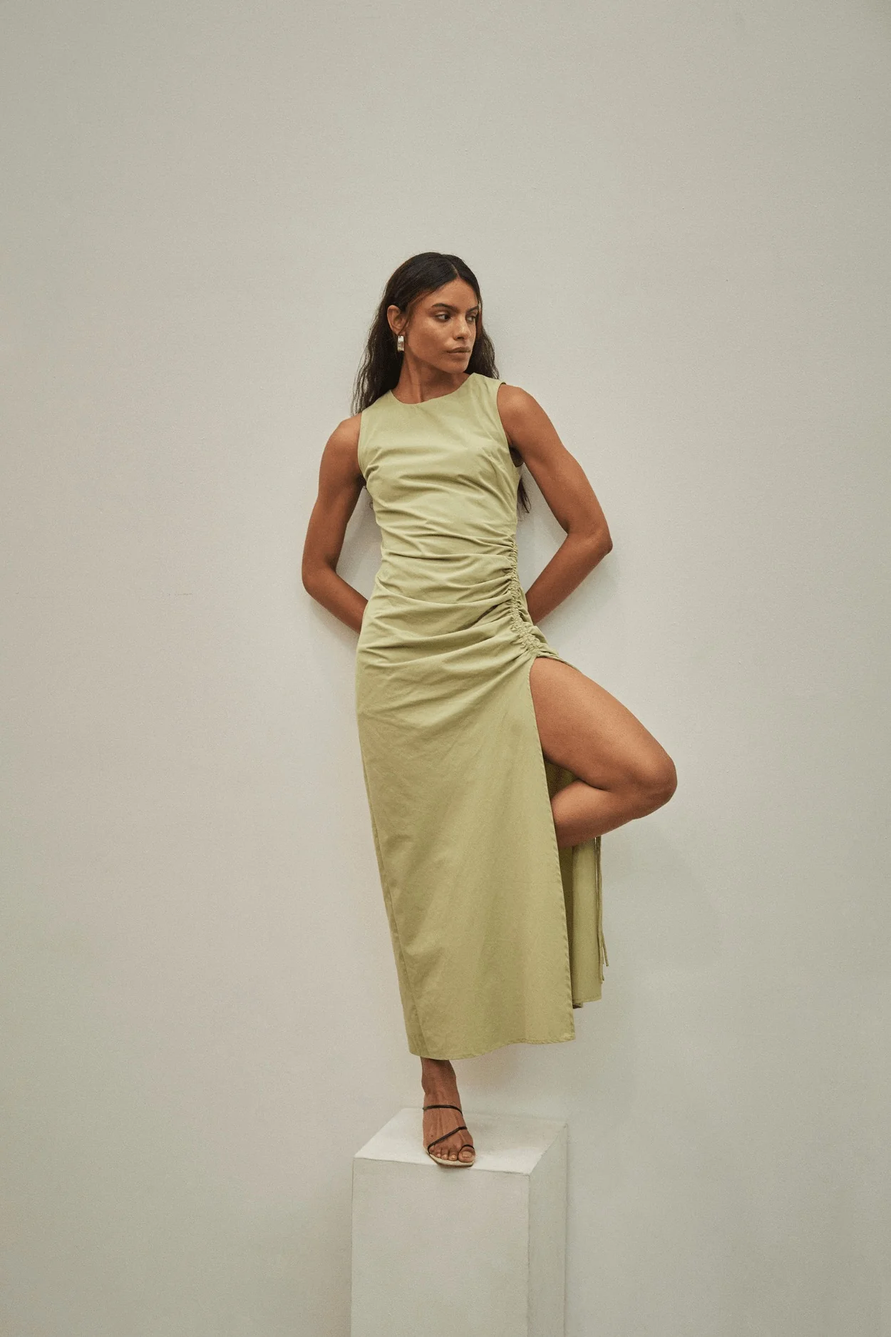 Third Form Drawn Deep Tank Maxi Dress - Sage - Image 2
