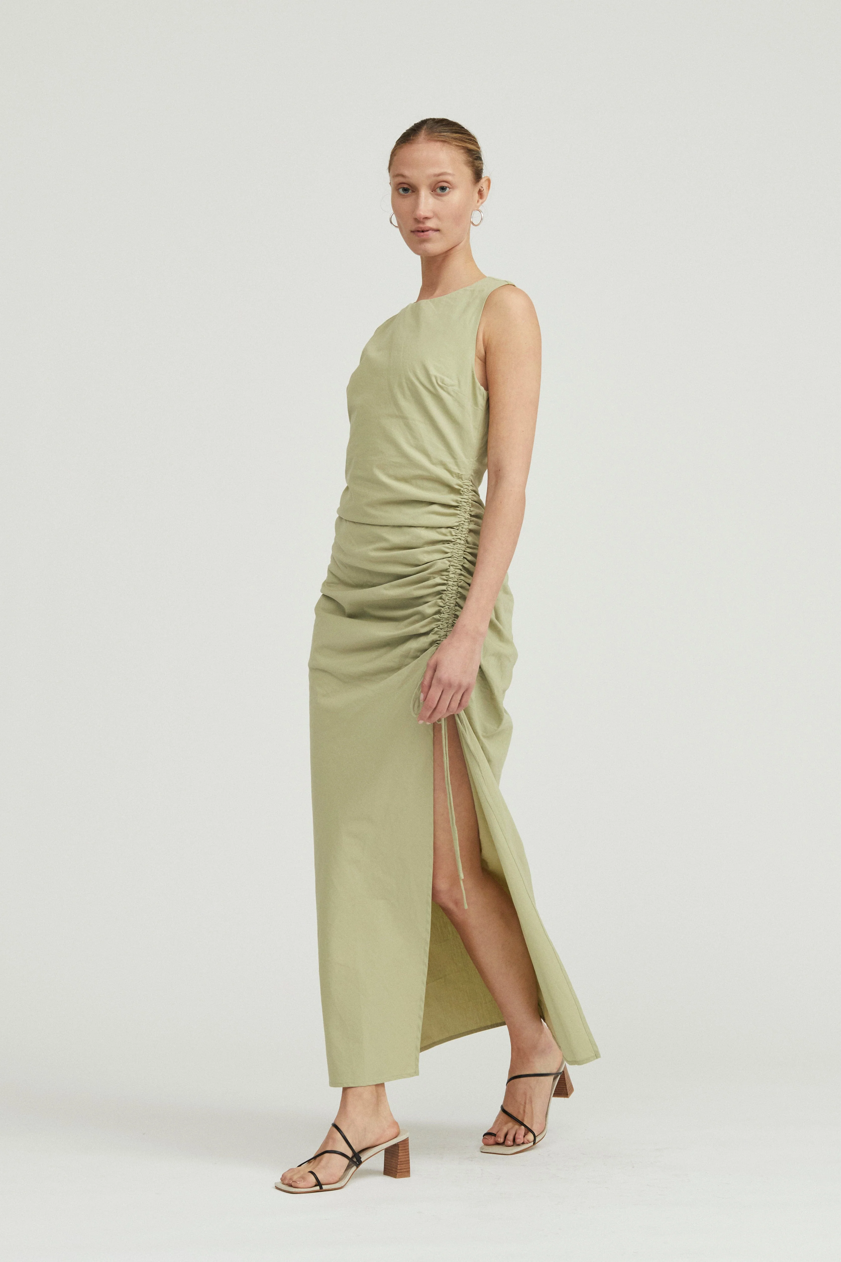Third Form Drawn Deep Tank Maxi Dress - Sage - Image 3