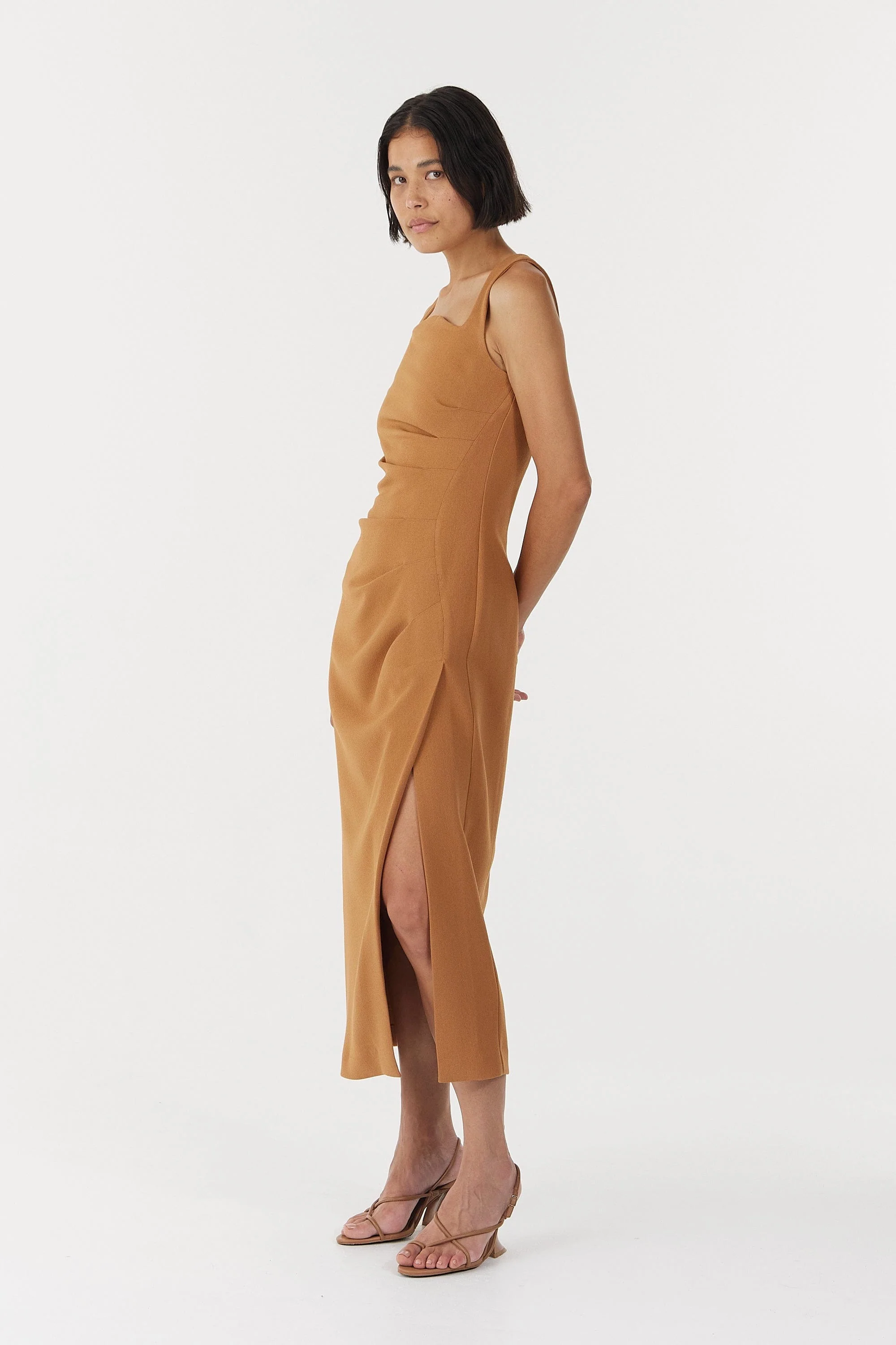 Third Form Enigma Tuck Dress - Camel - Image 4