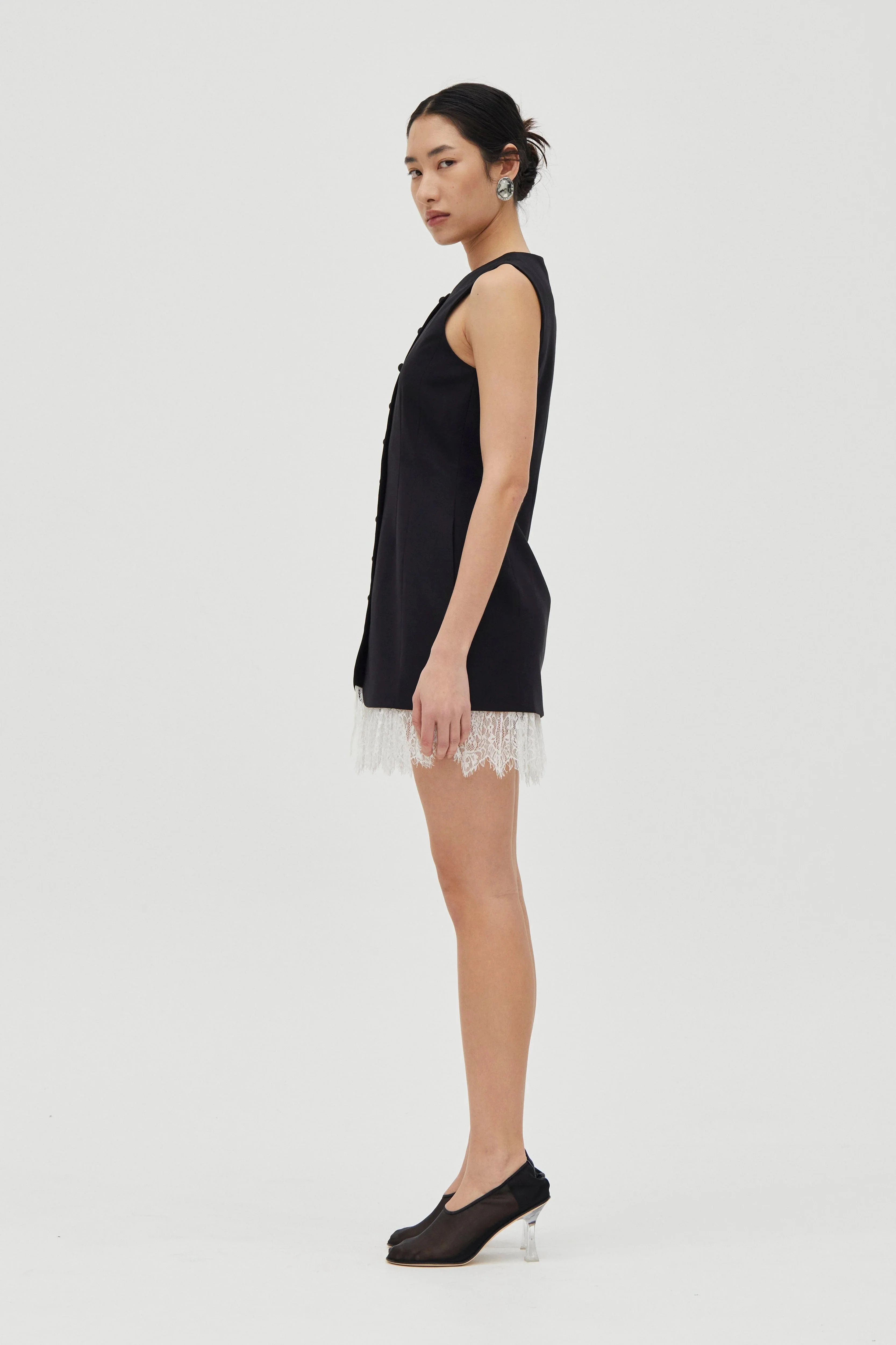 Third Form Nocturne Lace Trim Mini Dress - Noir - Image 4