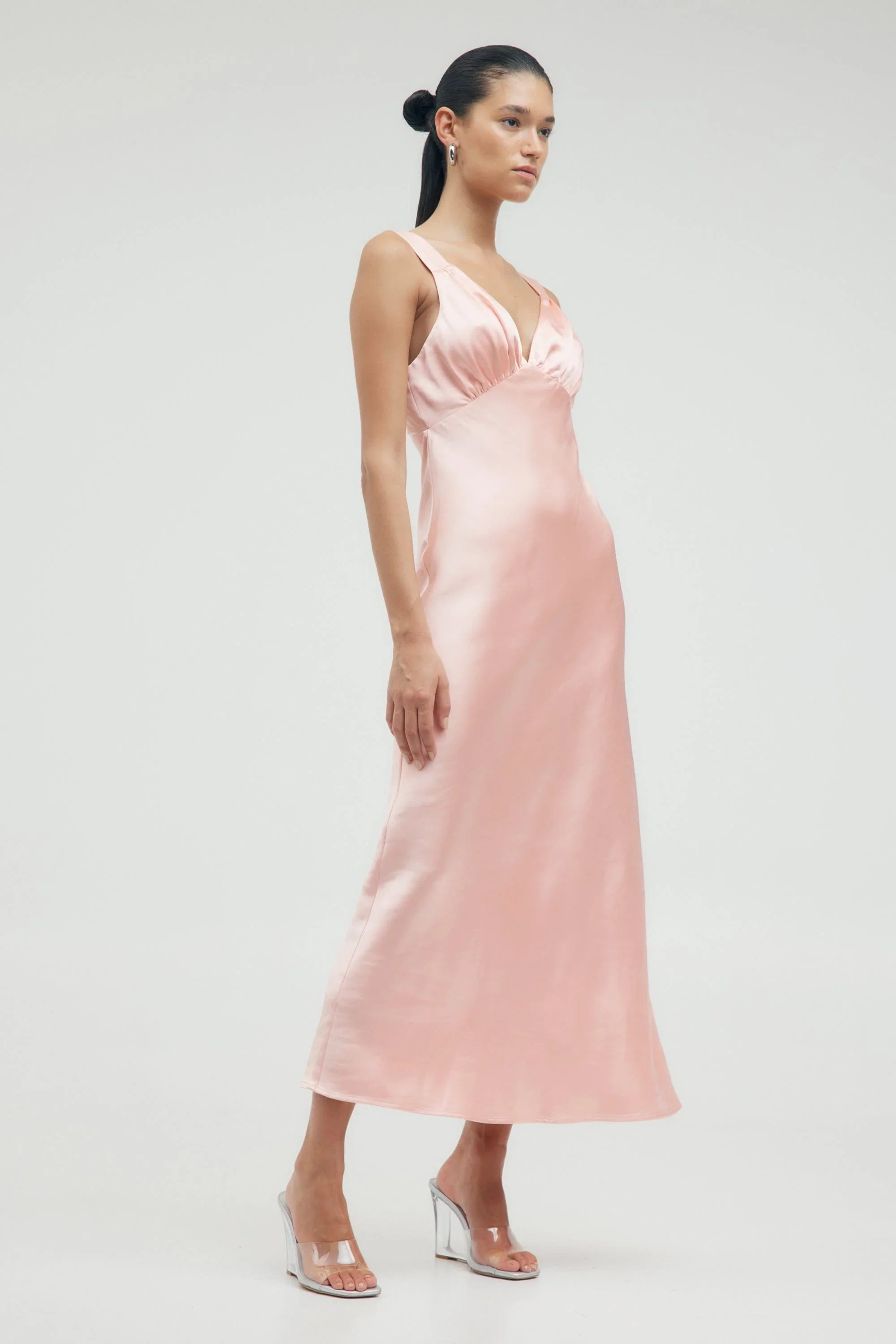 Third Form Satin Gather Bra Bias Slip Dress - Fairy Floss - Image 4