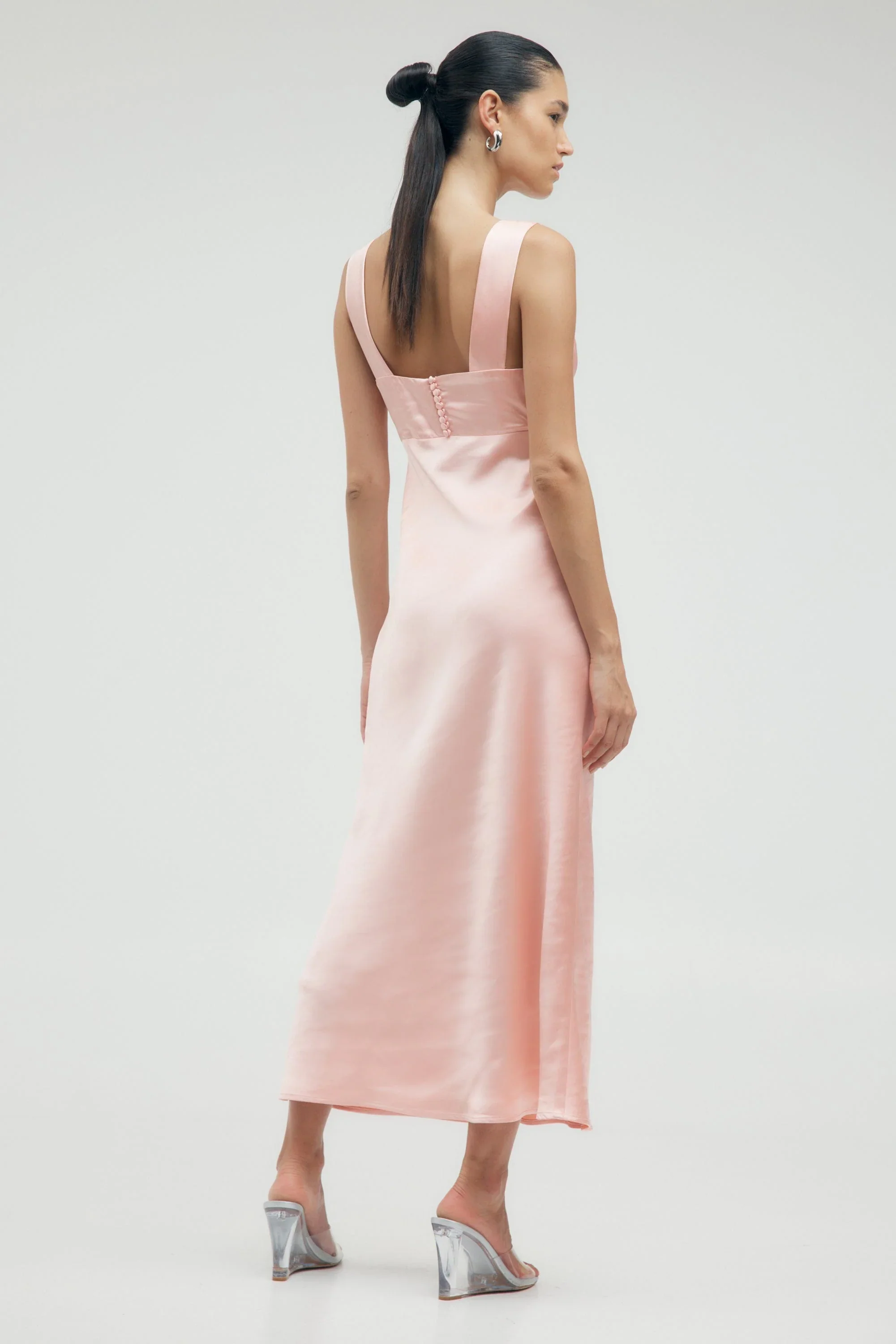 Third Form Satin Gather Bra Bias Slip Dress - Fairy Floss - Image 5