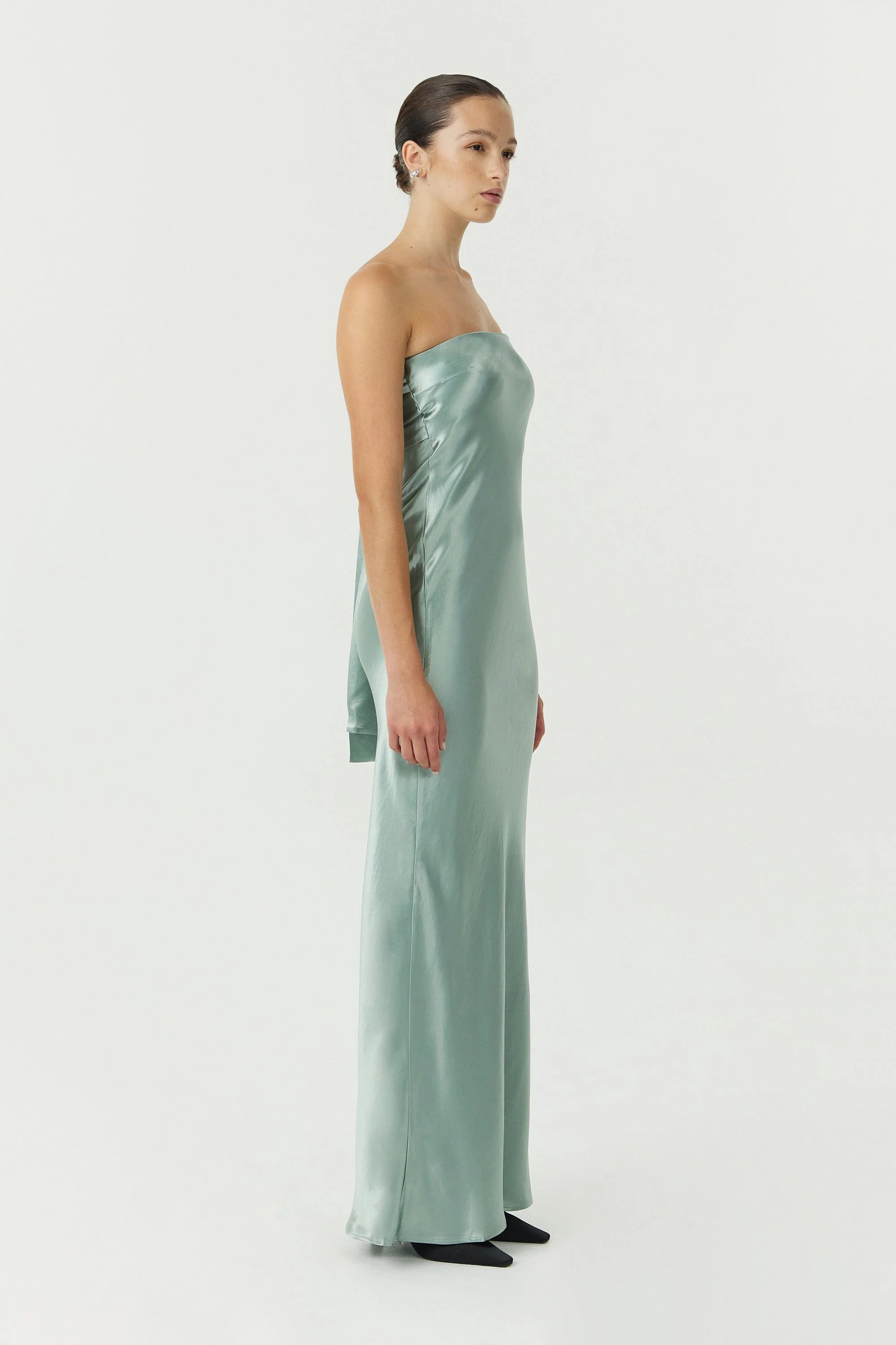 Third Form Satin Tie Back Strapless Maxi Dress - Wave - Image 2