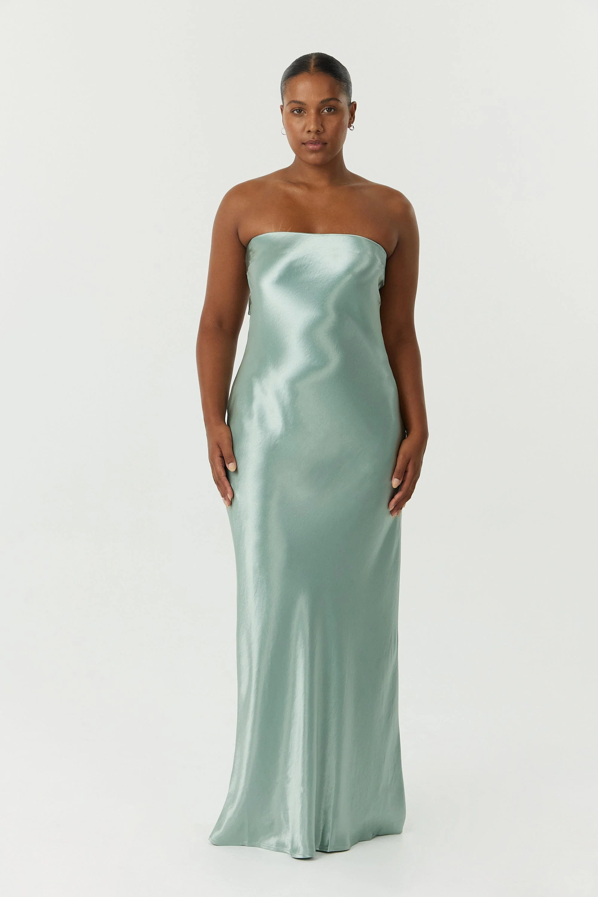 Third Form Satin Tie Back Strapless Maxi Dress - Wave - Image 3