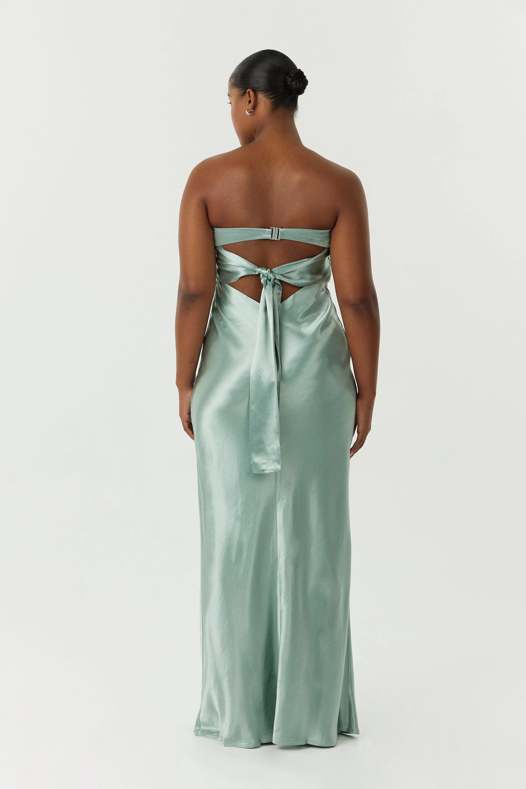 Third Form Satin Tie Back Strapless Maxi Dress - Wave - Image 6