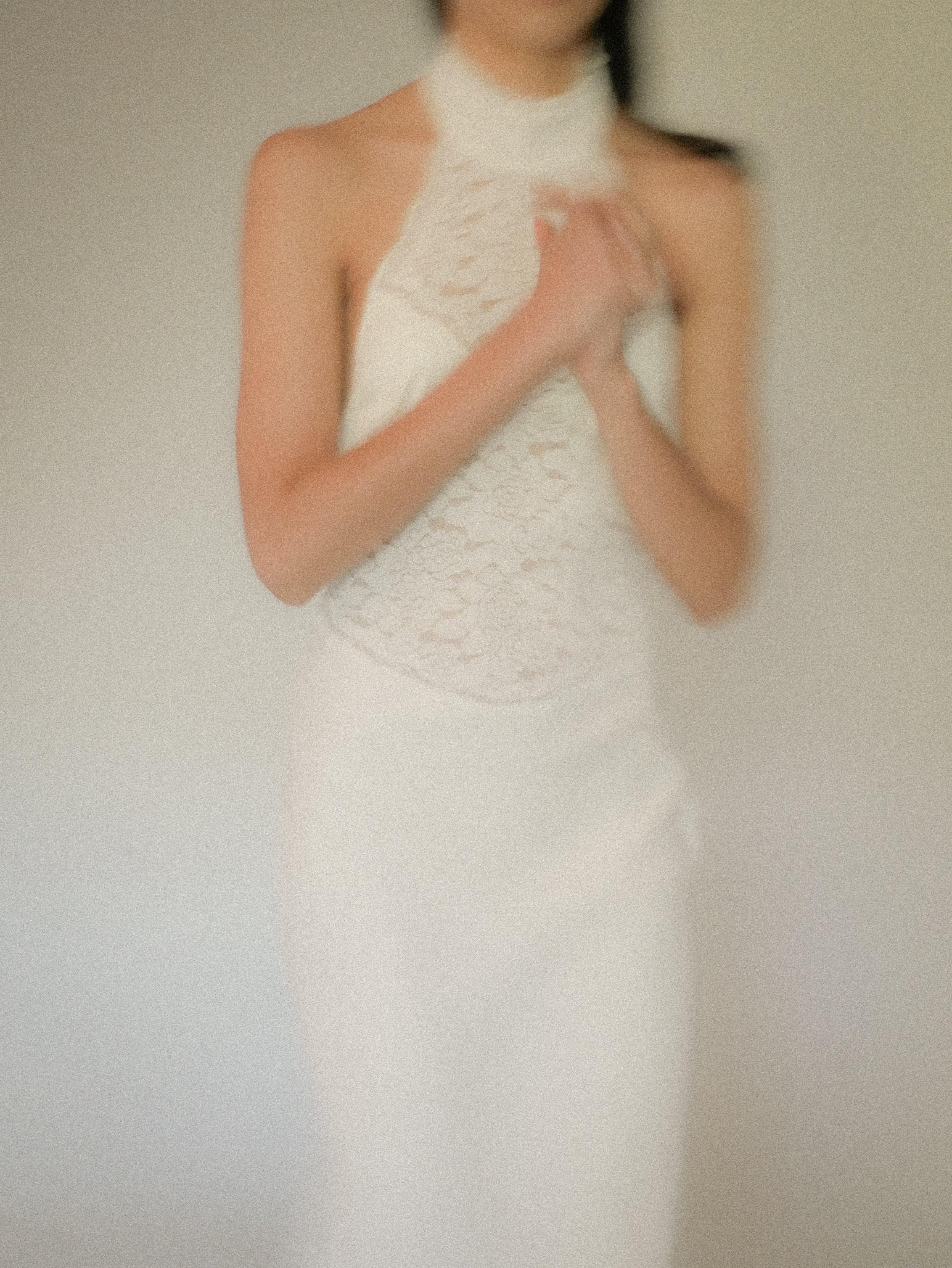 Third Form Serenade Lace Halter Maxi - Gardenia - Image 2