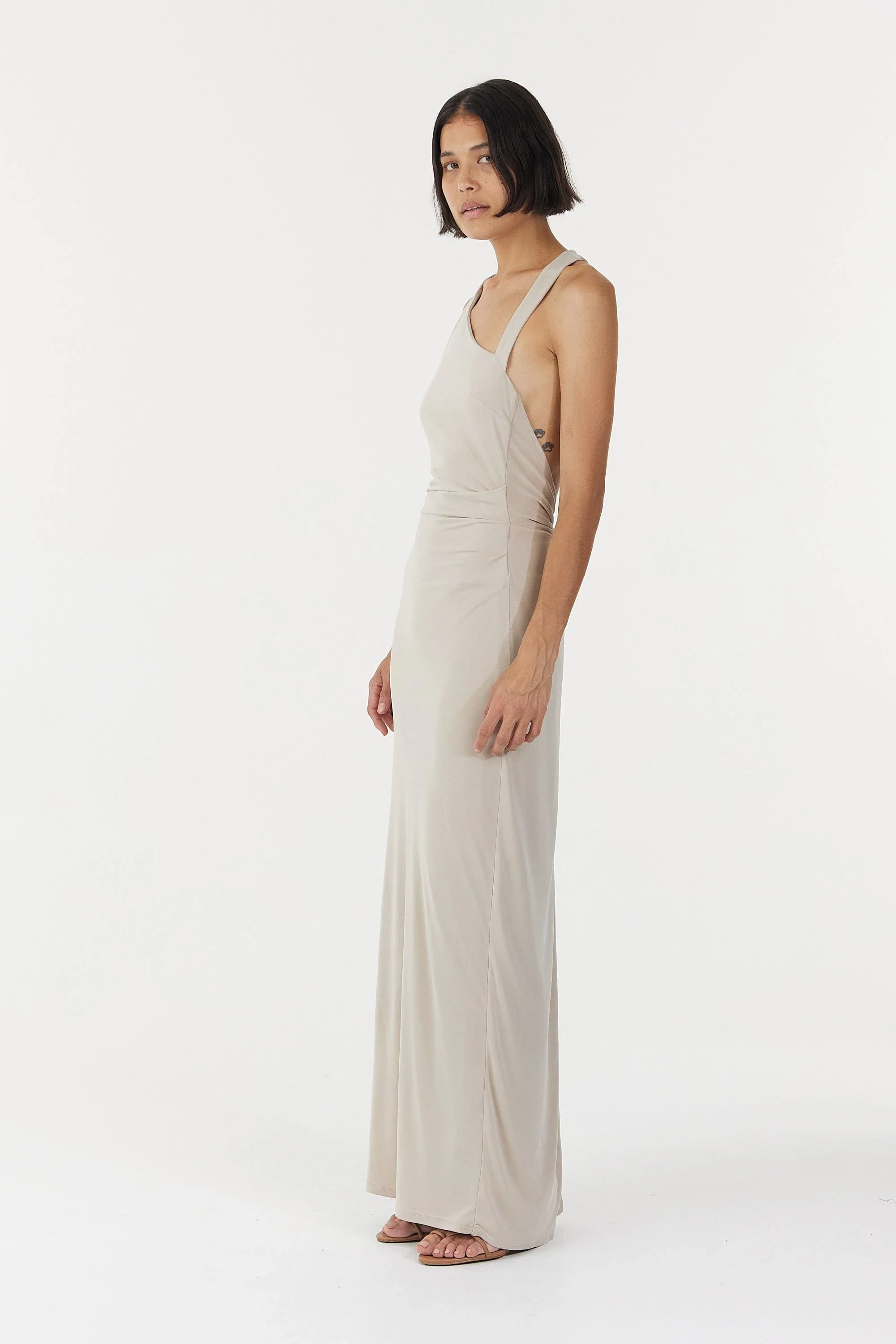 Third Form Stirling Twist Asymmetric Maxi Dress - Oyster Grey - Image 2
