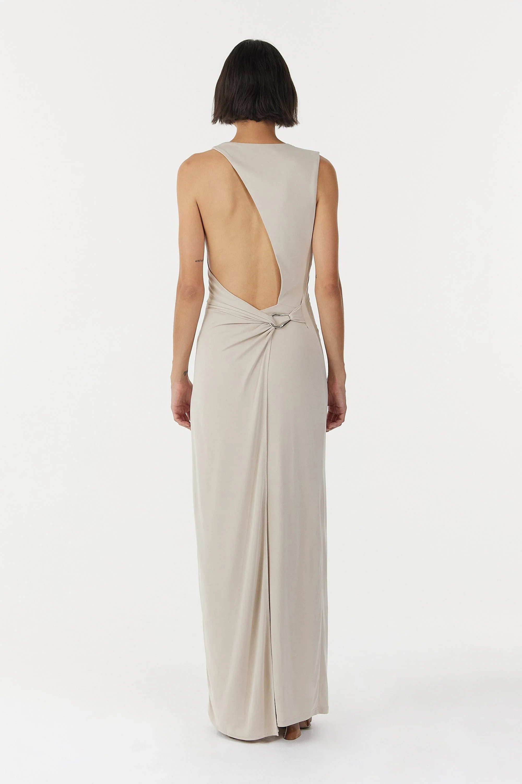 Third Form Stirling Twist Asymmetric Maxi Dress - Oyster Grey - Image 4