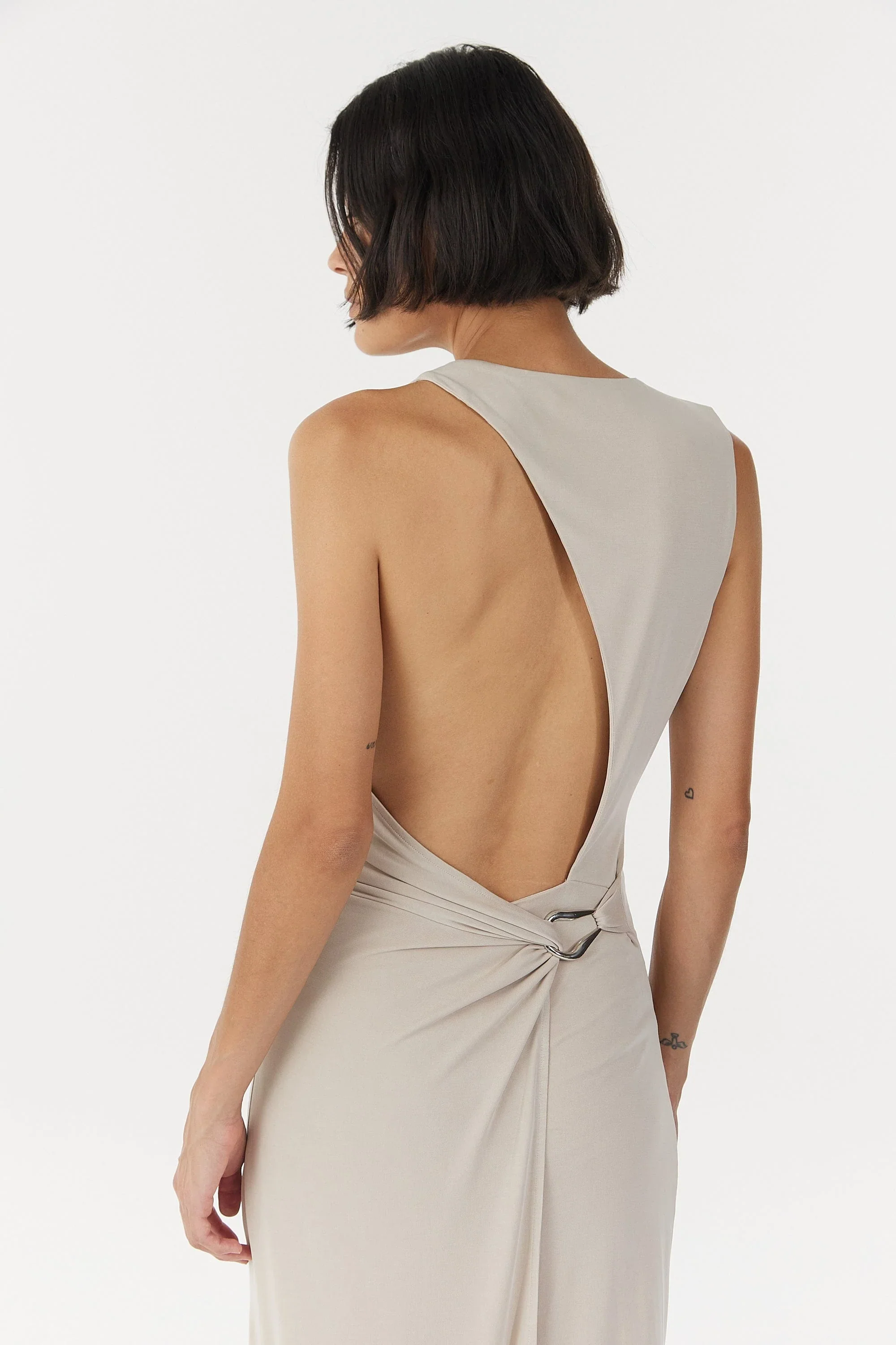 Third Form Stirling Twist Asymmetric Maxi Dress - Oyster Grey - Image 5