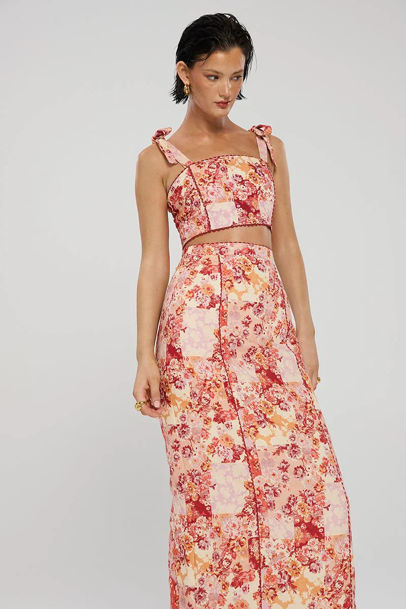 Winona Selca Bow Top - Red Print - Image 2