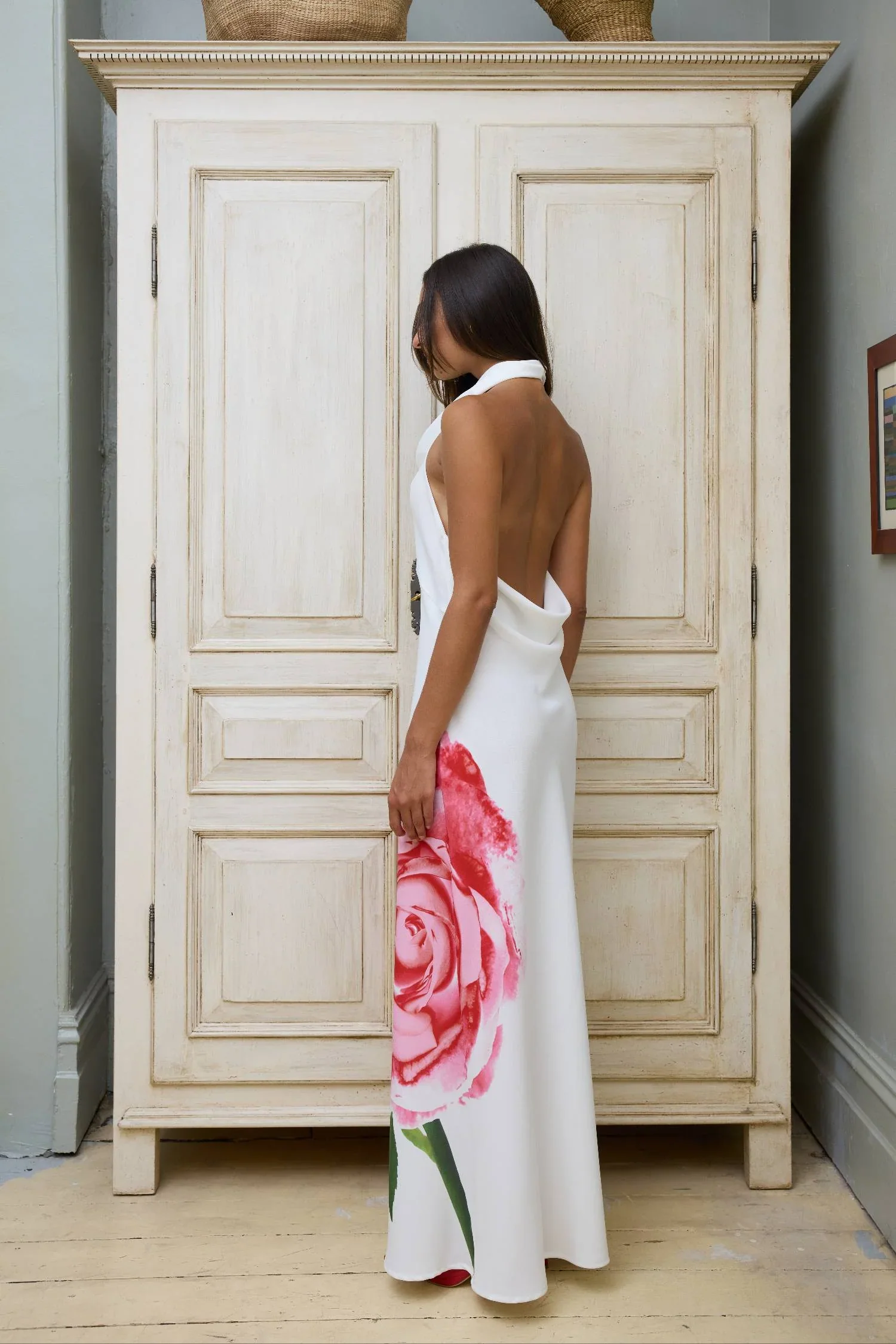 With Harper Lu Cowl Slip Dress - White Rose - Image 8