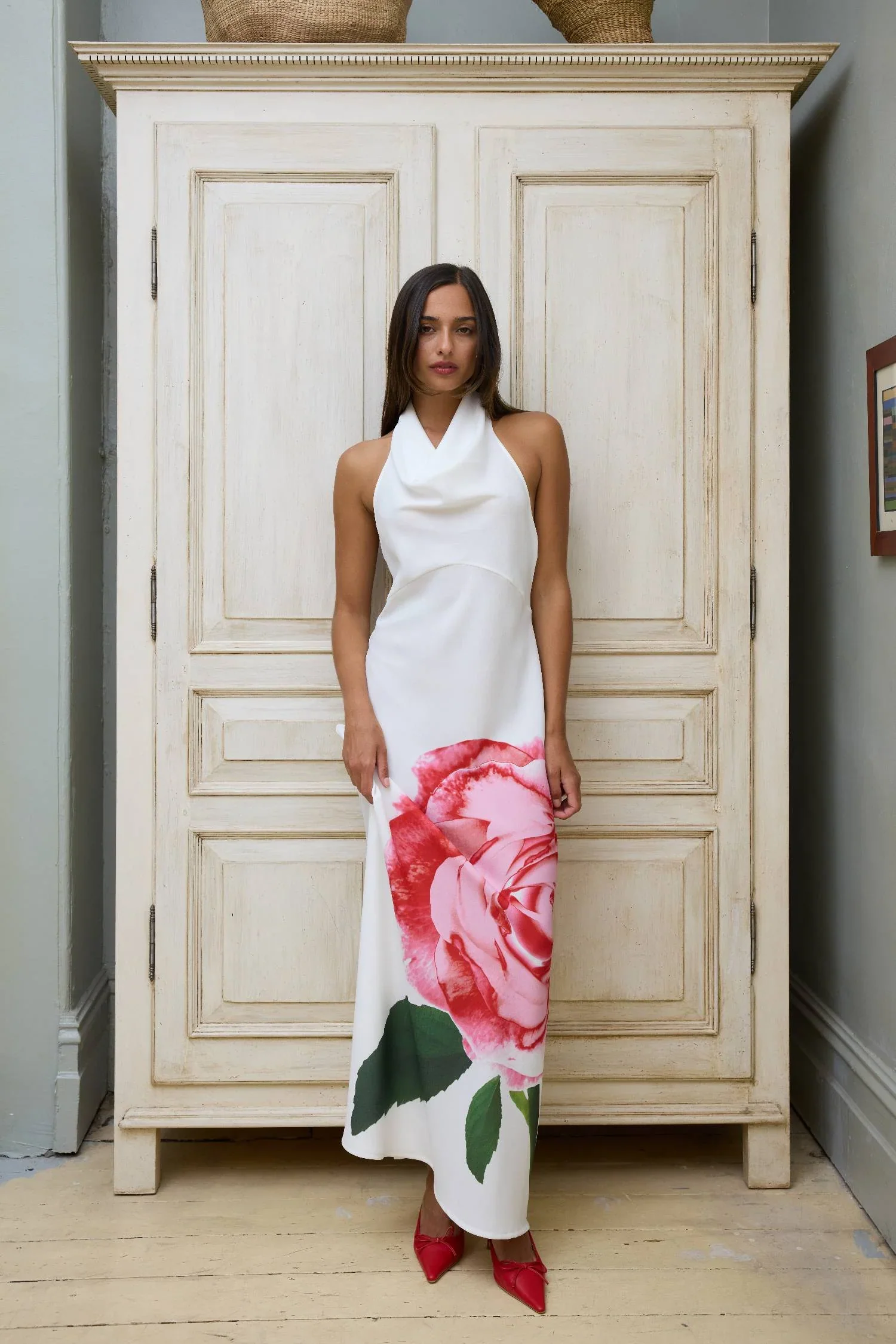 With Harper Lu Cowl Slip Dress - White Rose - Image 9